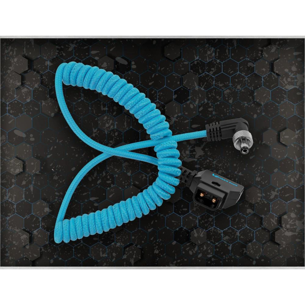 Kondor Blue Curled D-Tap to locking DC 2.5mm angled cable