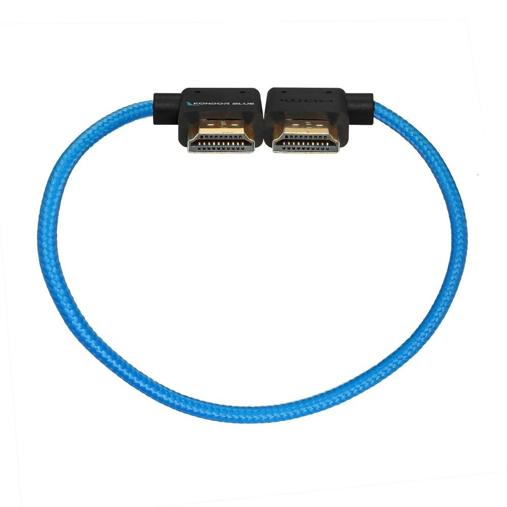 Kondor Blue 12" Right angle to left angle Full HDMI straight cable, Kondor Blue