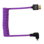 Kondor Blue Gerald Undone Full HDMI to angled micro-HDMI cable 12"-24" curled (purple) - angled (R5/R6)
