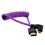 Kondor Blue Gerald Undone Full HDMI to angled micro-HDMI cable 12"-24" curled (purple) - angled (R5/R6)