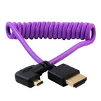 Kondor Blue Gerald Undone Full HDMI to angled micro-HDMI cable 12"-24" curled (purple) - angled (R5/R6)