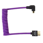 Kondor Blue Gerald Undone Full HDMI to angled micro-HDMI cable 12"-24" curled (purple) - angled (R5/R6)