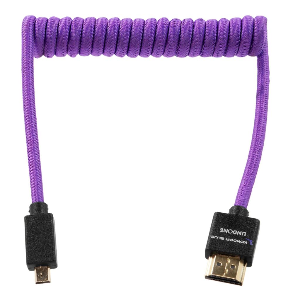 Kondor Blue Gerald Undone Micro HDMI to Full HDMI cable 12"-24" curled