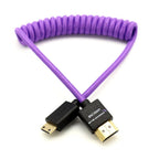 Kondor Blue Gerald Undone Mini HDMI to Full HDMI cable 12"-24" curled, purple