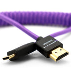 Kondor Blue Gerald Undone Mini HDMI to Full HDMI cable 12"-24" curled, purple