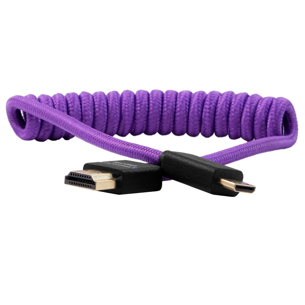 Kondor Blue Gerald Undone Mini HDMI to Full HDMI cable 12"-24" curled, purple