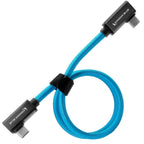 Kondor Blue USB C to USB C cable for SSD recording & charging - 8K (2x angled) (18")