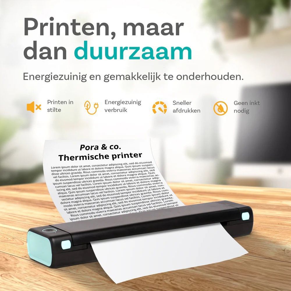 Pora&co Thermal A4 printer, black/green