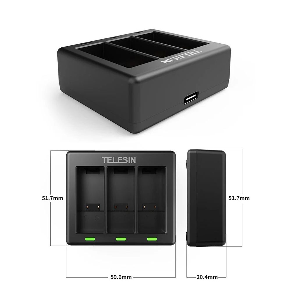 Telesin Charger for 3 batteries for GoPro HERO 9/10/11/12