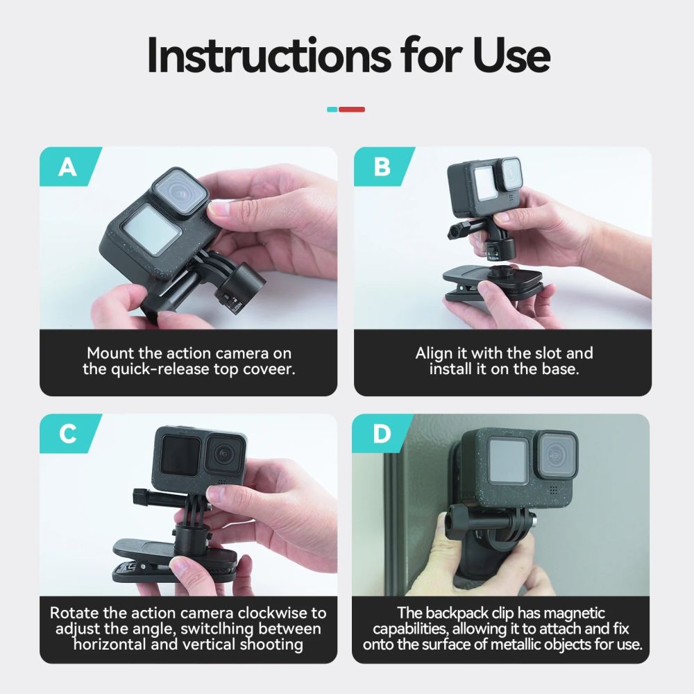Telesin Quick-Release Backpack clip for GoPro