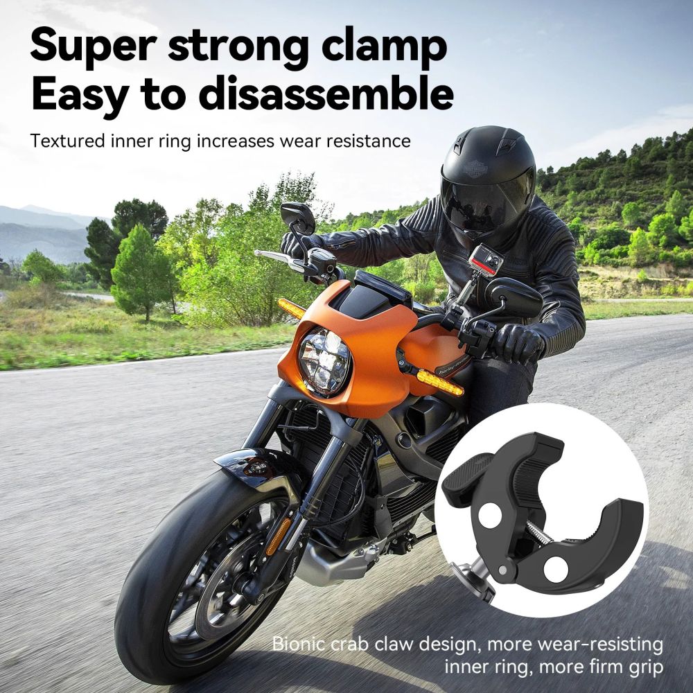 Telesin Crab Claw Clamp Handlebar Mount, aluminium