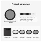 Telesin CPL+ND8/16/32 Lens Filter Kit 4-pack Osmo Action 3/4