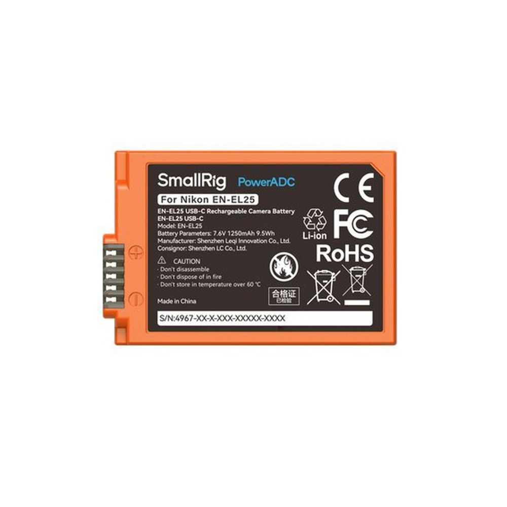 SmallRig 4967 AND-EL25 USB-C Rechargeable Camera Battery orange