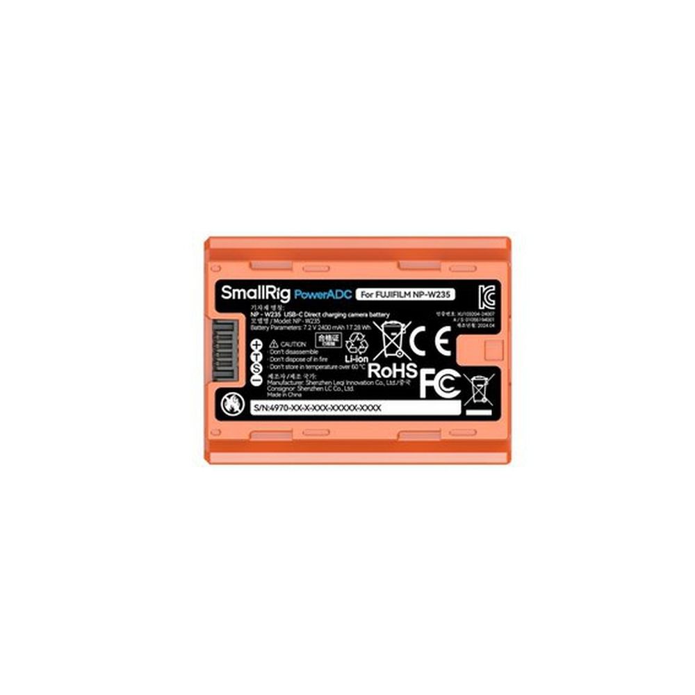SmallRig 4970 NP-W235 USB-C Rechargeable Camera Battery orange