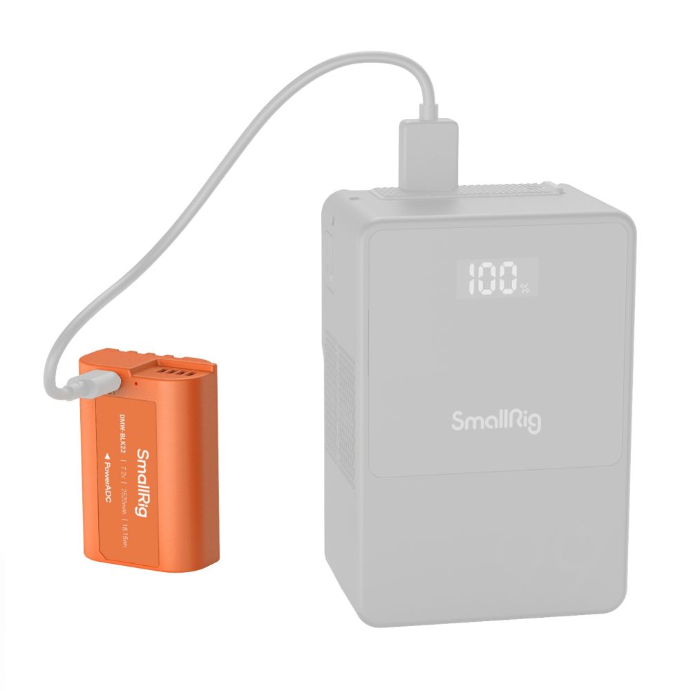 SmallRig 4979 DMW-BLK22 USB-C Rechargeable Camera Battery, orange