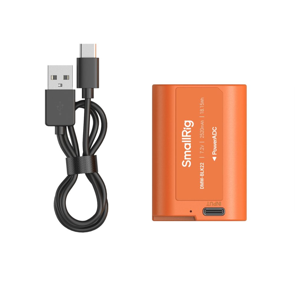 SmallRig 4979 DMW-BLK22 USB-C Rechargeable Camera Battery, orange