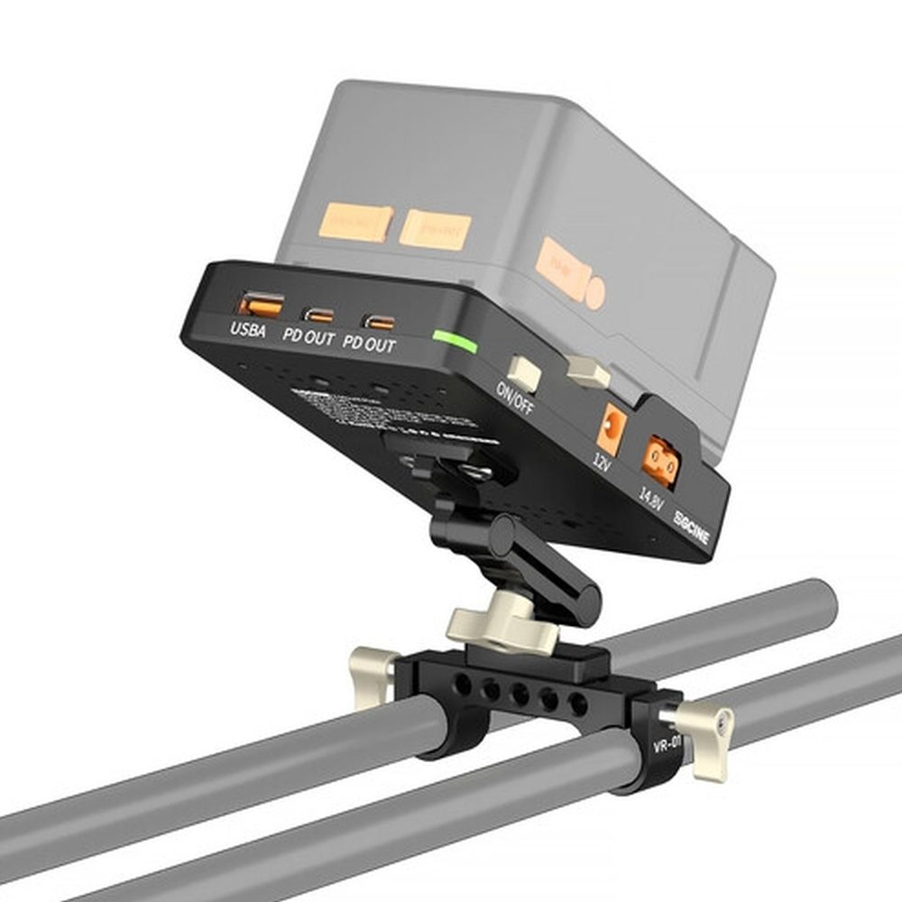 ZGCINE Tiltable V-mount Plate on 15mm rod mount