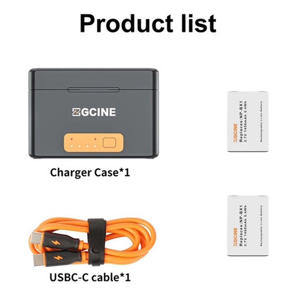 ZGCINE Sony BX1 Battery Charging Case + 2x BX1 battery