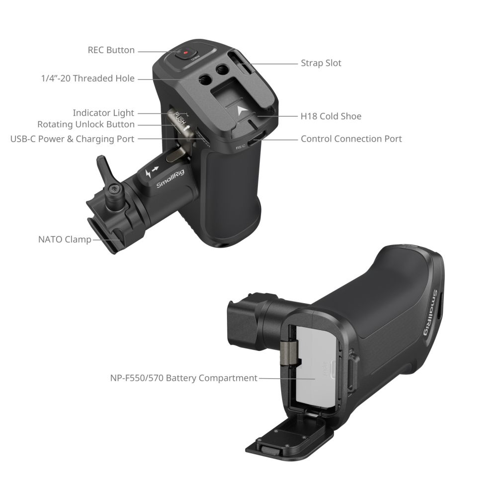 SmallRig 3893 rotating side handle with trigger REC for selected Sony mirrorless cameras