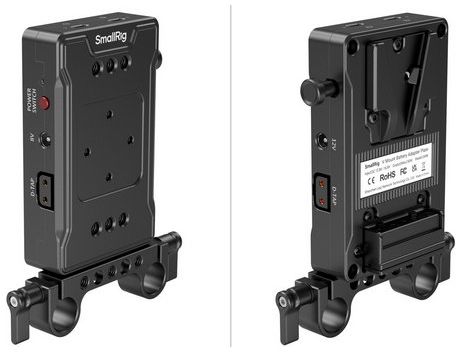 SmallRig 3498B V Mount Battery Adapter Plate (Basic Version) with Dual Rod Clamp
