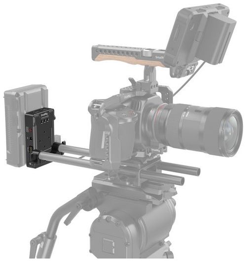 SmallRig 3498B V Mount Battery Adapter Plate (Basic Version) with Dual Rod Clamp