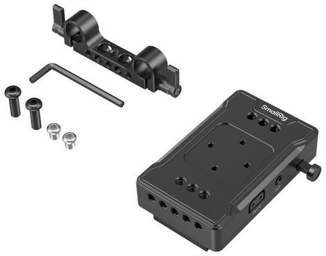 SmallRig 3498B V Mount Battery Adapter Plate (Basic Version) with Dual Rod Clamp