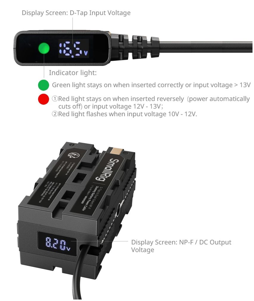 SmallRig 4884 D-Tap to Dual-Sided NP-F Dummy Battery Power Cable