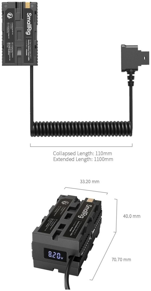 SmallRig 4884 D-Tap to Dual-Sided NP-F Dummy Battery Power Cable