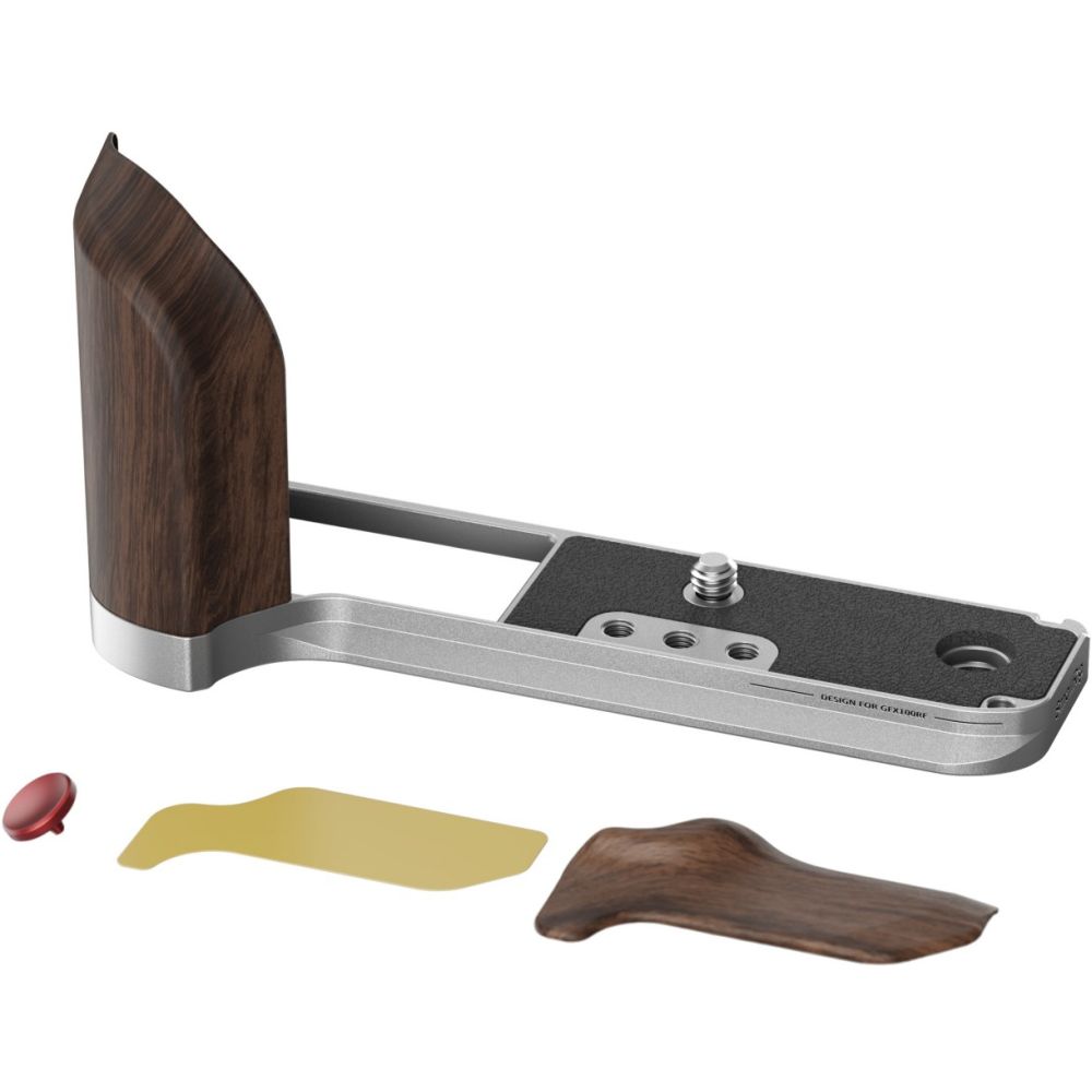 SmallRig 5265 L-Shape Mount Plate with Wooden Handle for Fujifilm GFX 100RF (silver)