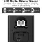 K&F Concept NP-FW50 Dual Battery Charger USB-C with display