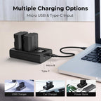 K&F Concept NP-FW50 Dual Battery Charger USB-C with display