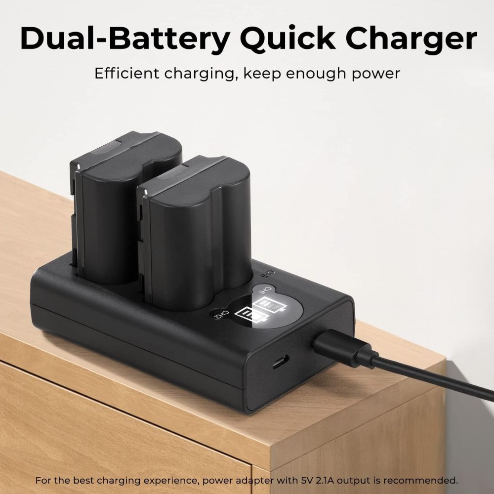 K&F Concept NP-FZ100 Dual Battery Charger USB-C with display