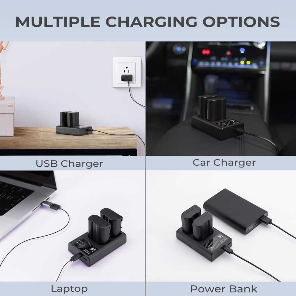 K&F Concept EN-EL15 Dual Battery Charger USB-C