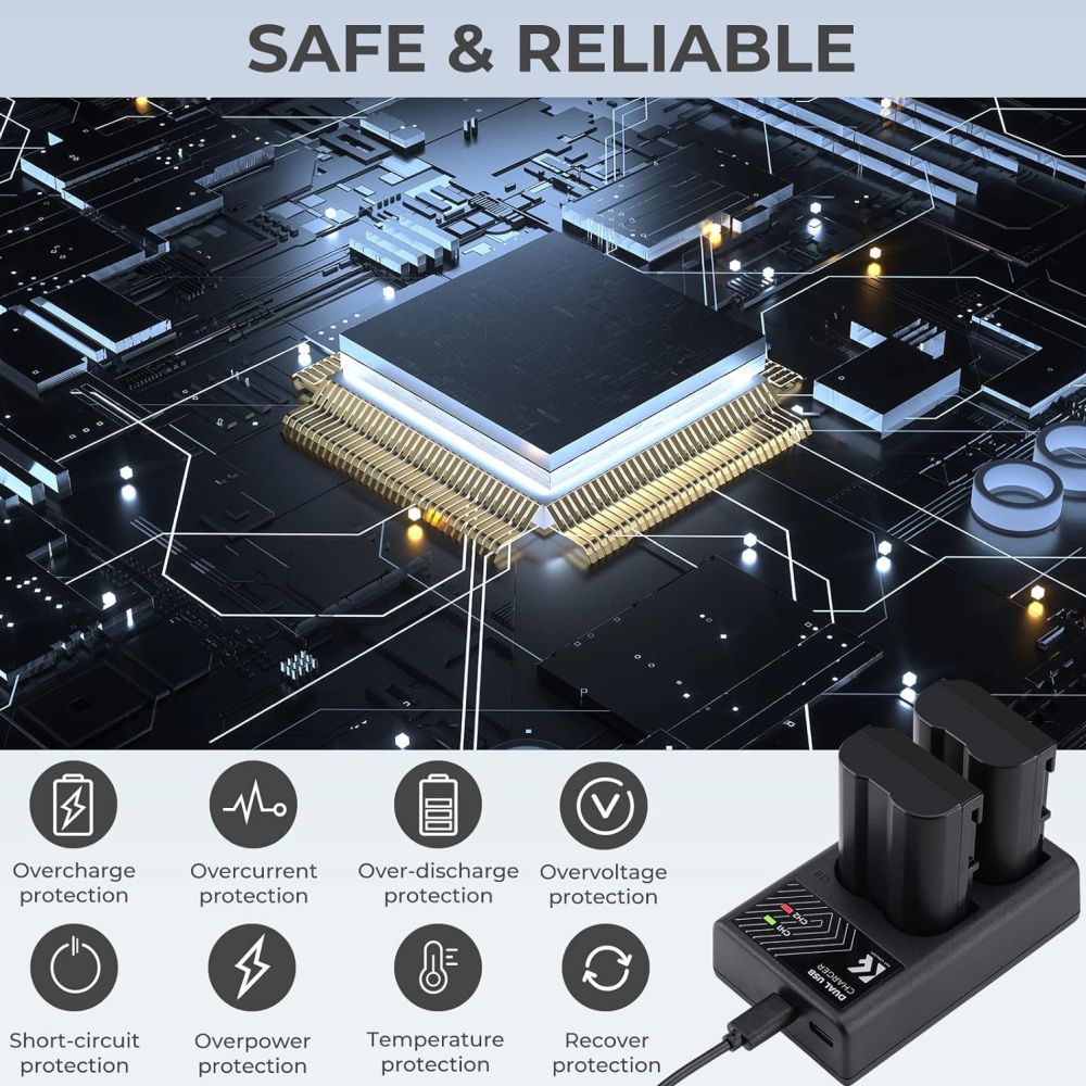 K&F Concept EN-EL15 Dual Battery Charger USB-C