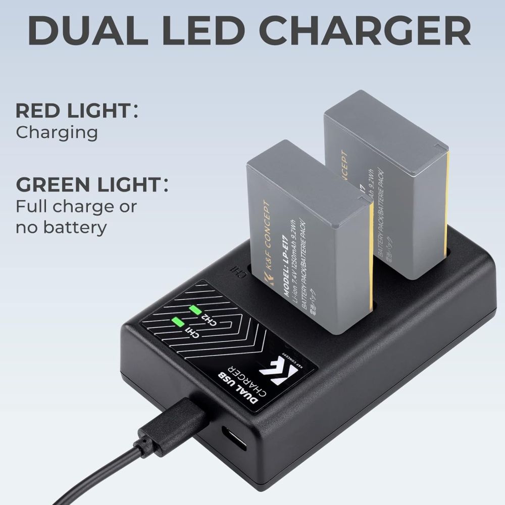 K&F Concept LP-E17 Dual Battery Charger USB-C