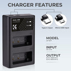 K&F Concept LP-E17 Dual Battery Charger USB-C