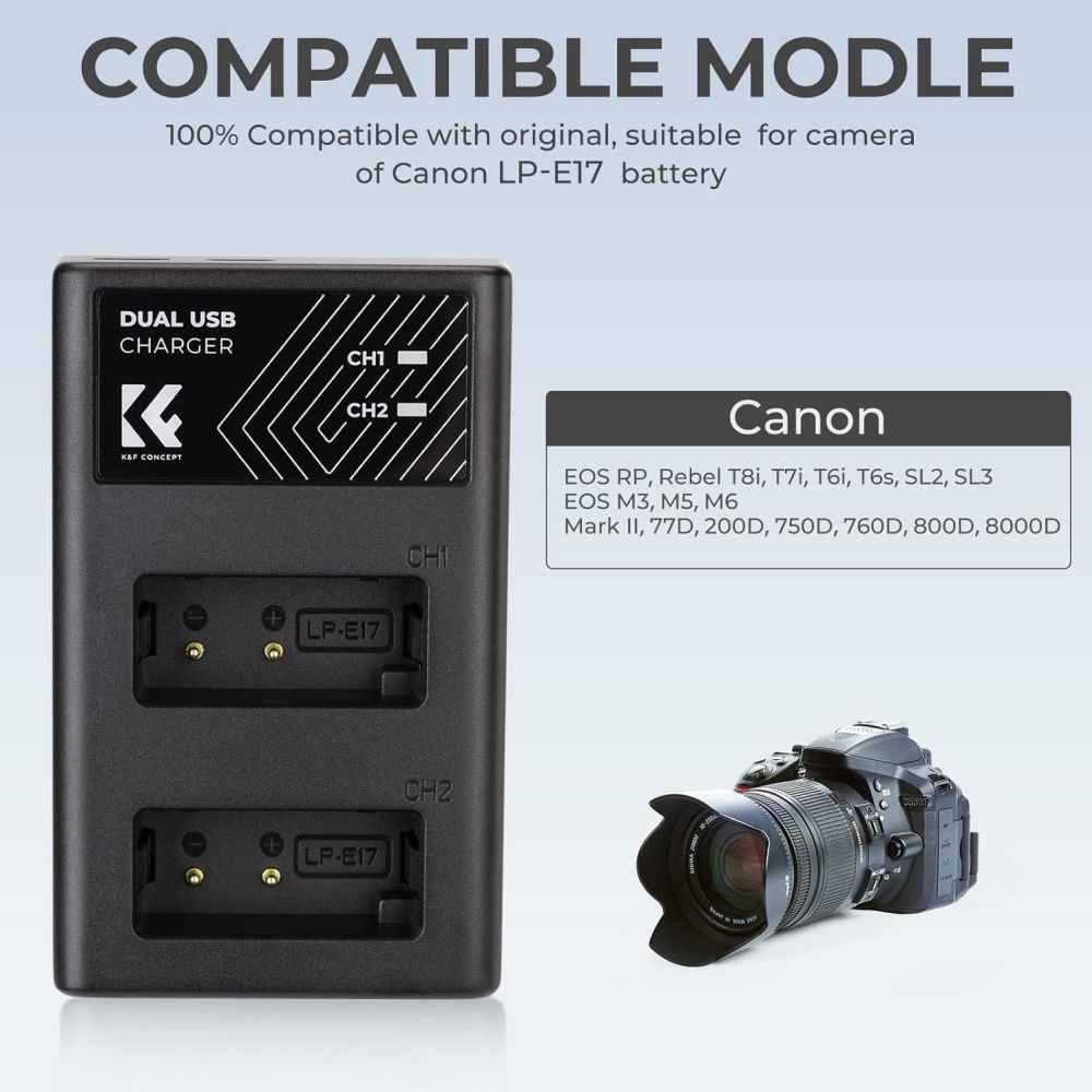 K&F Concept LP-E17 Dual Battery Charger USB-C