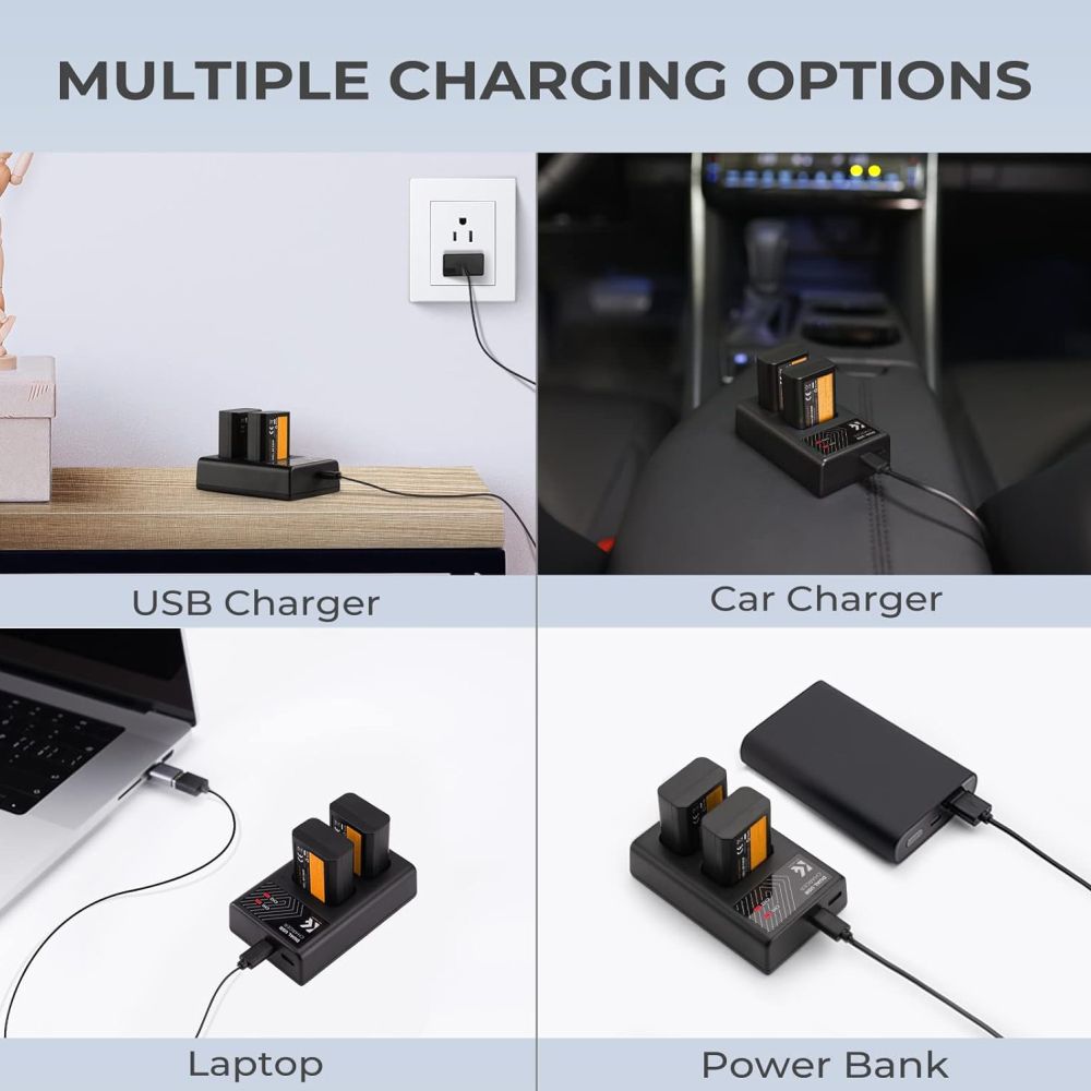 K&F Concept NP-FW50 Dual Battery Charger USB-C