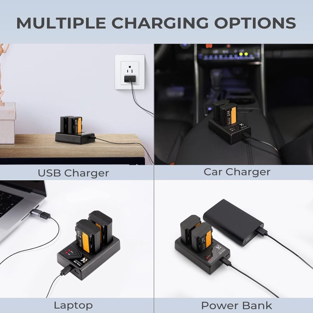 K&F Concept NP-FZ100 Dual Battery Charger USB-C