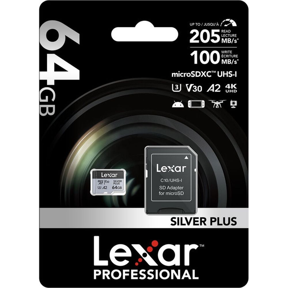 Lexar Pro Silver Plus 64GB microSDXC V30 - R205/W150MB/s