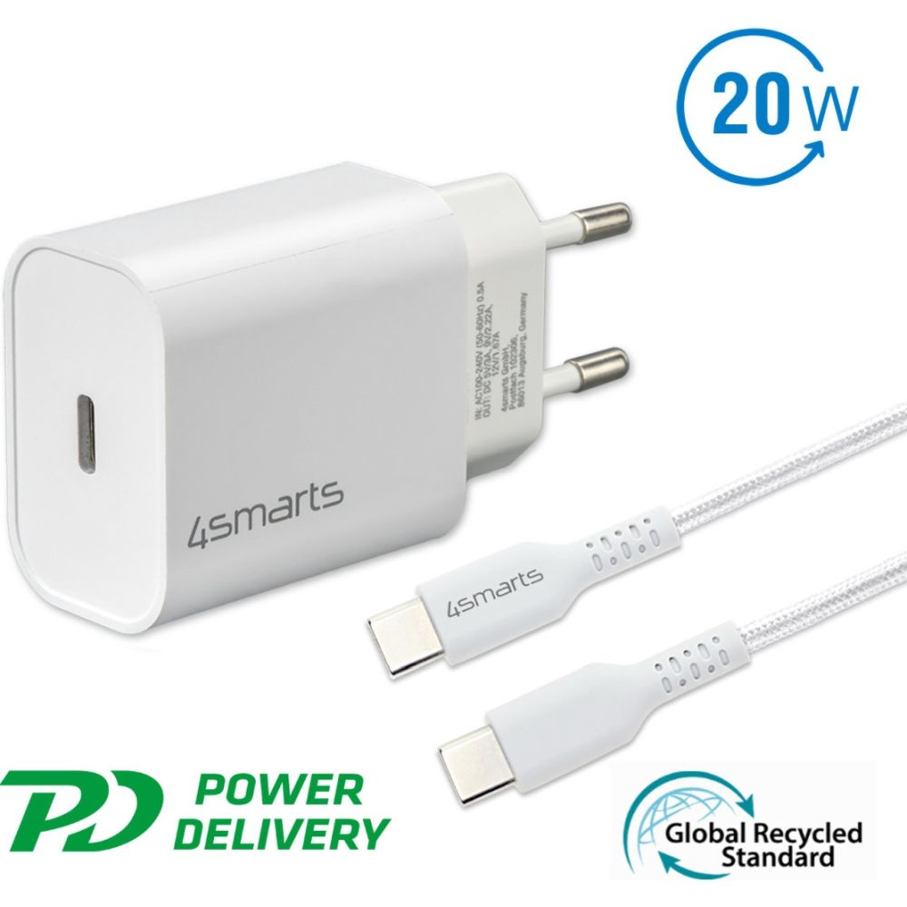 4smarts Charger 20W + 1.5mtr USB-C cable