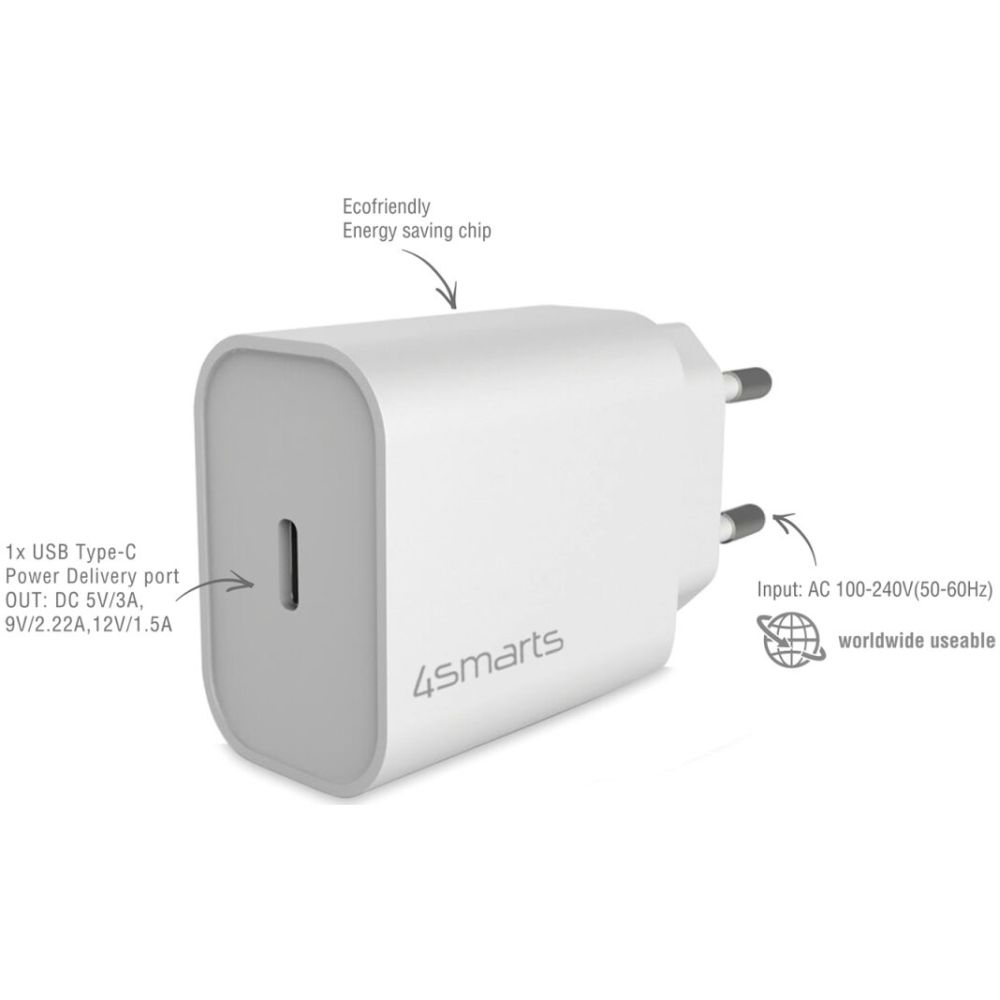 4smarts Charger 20W + 1.5mtr USB-C cable