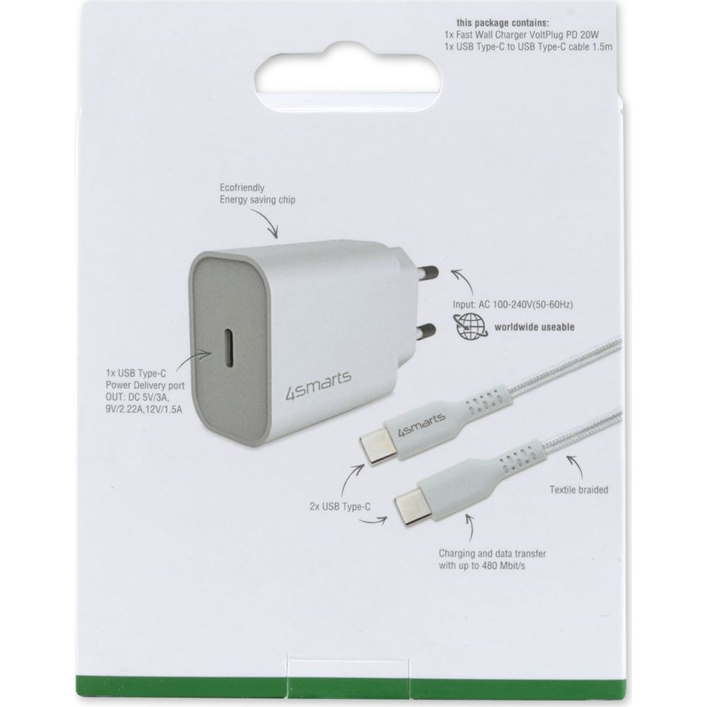 4smarts Charger 20W + 1.5mtr USB-C cable