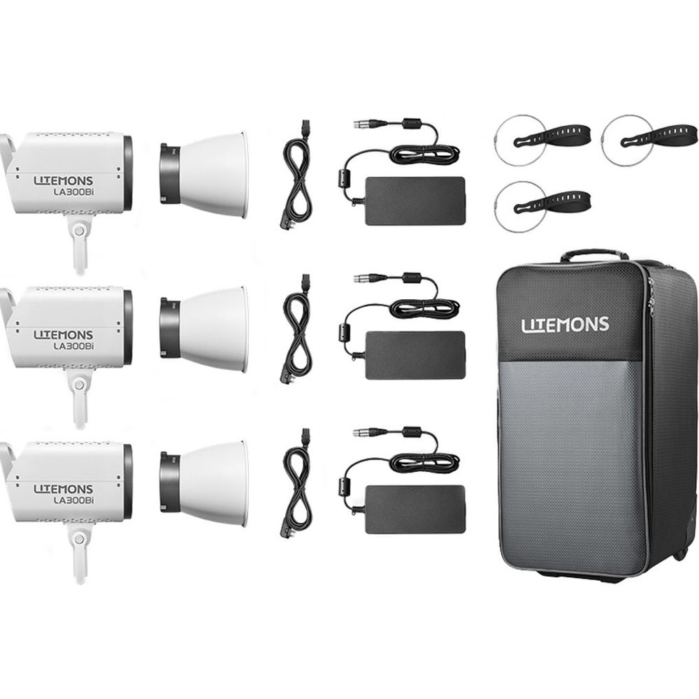Godox Litemons LA300Bi Bi colour LED Light 3 light kit