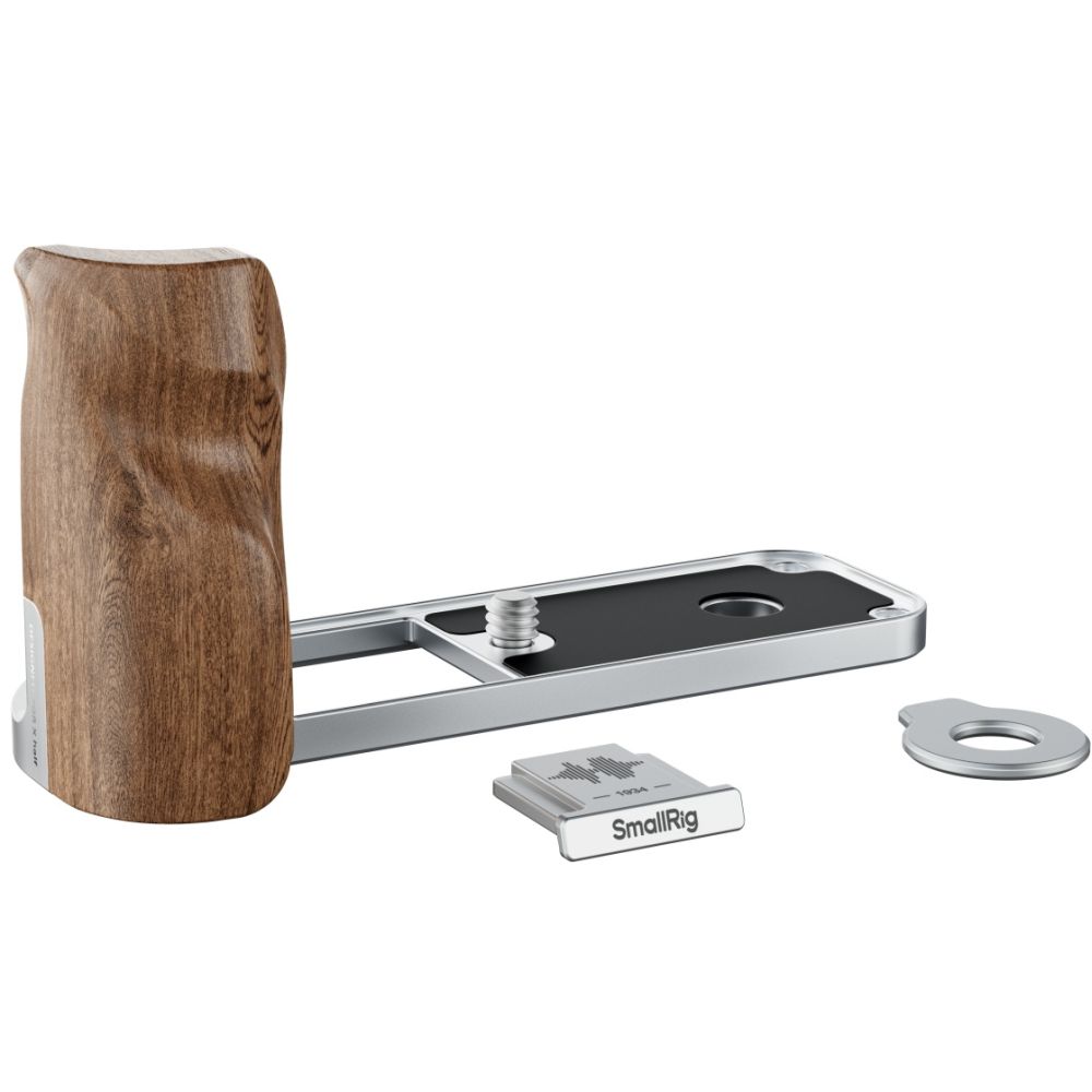 SmallRig 5223 L-Shaped Mount Plate with Wooden Handle for FUJIFILM X half, silver