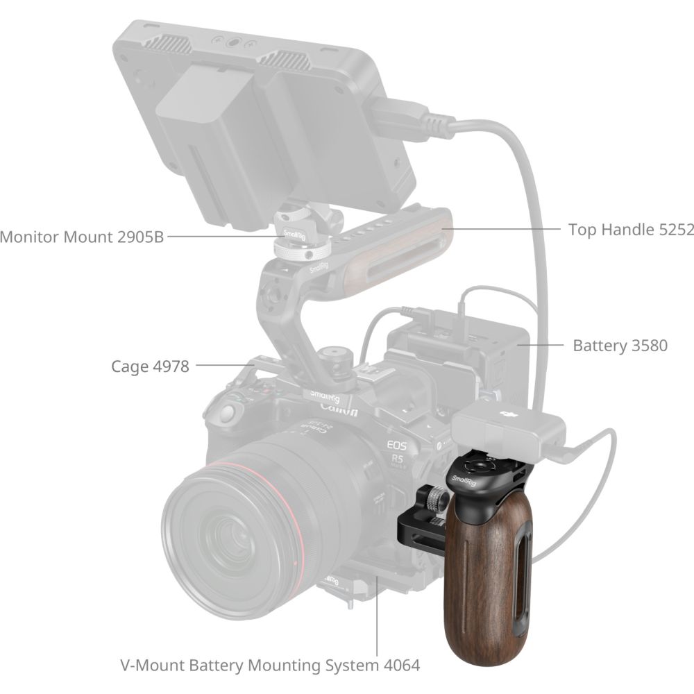 SmallRig 5237 Wooden Side Handle with 1/4"-20 Screws