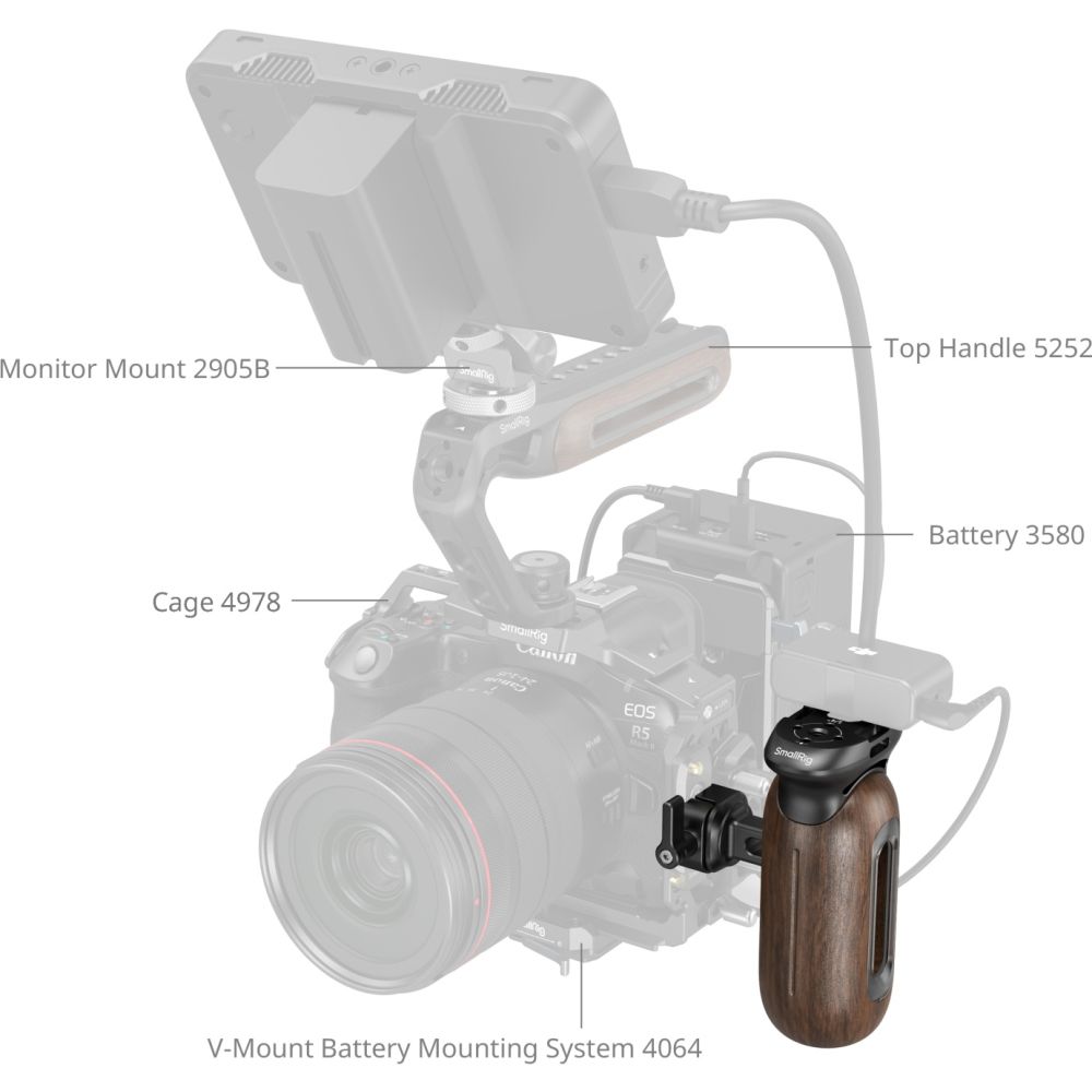 SmallRig 5239 Wooden Side Handle with NATO Clamp