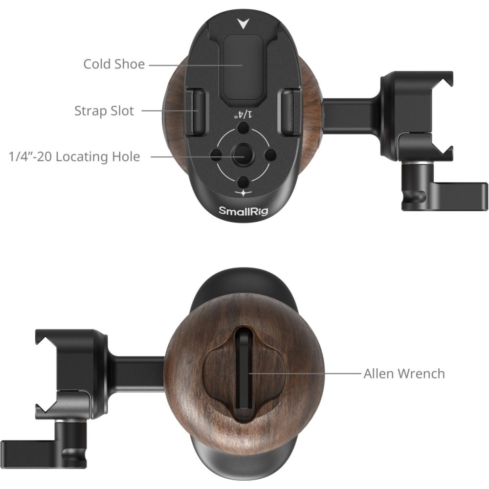 SmallRig 5239 Wooden Side Handle with NATO Clamp