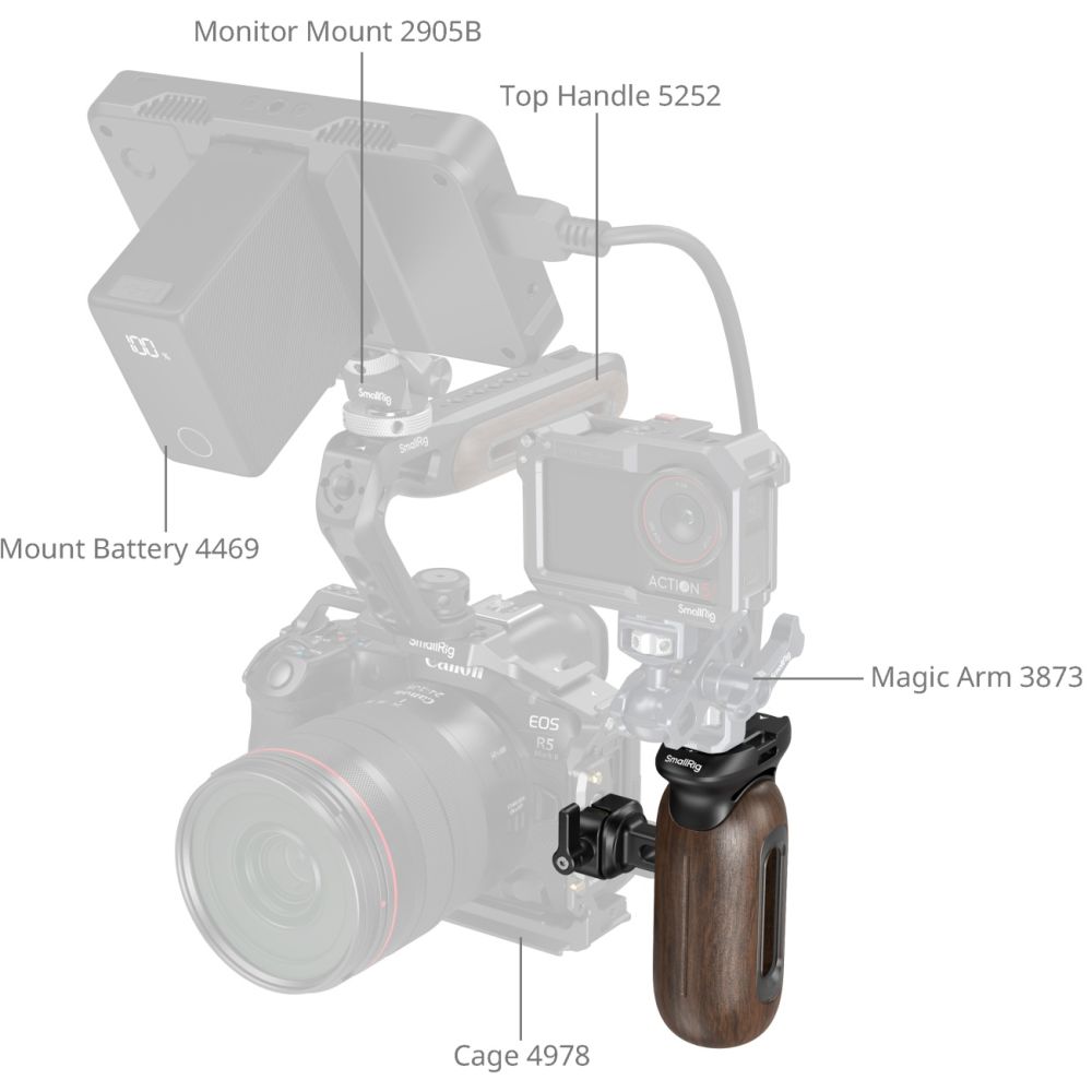 SmallRig 5239 Wooden Side Handle with NATO Clamp