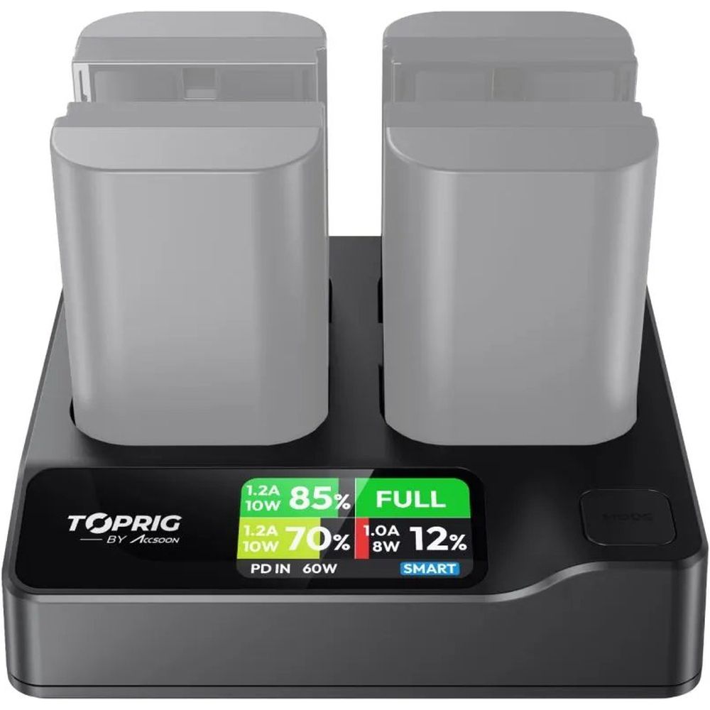Accsoon TopRig 100W 4-Bay LP-E6 Fast Charger